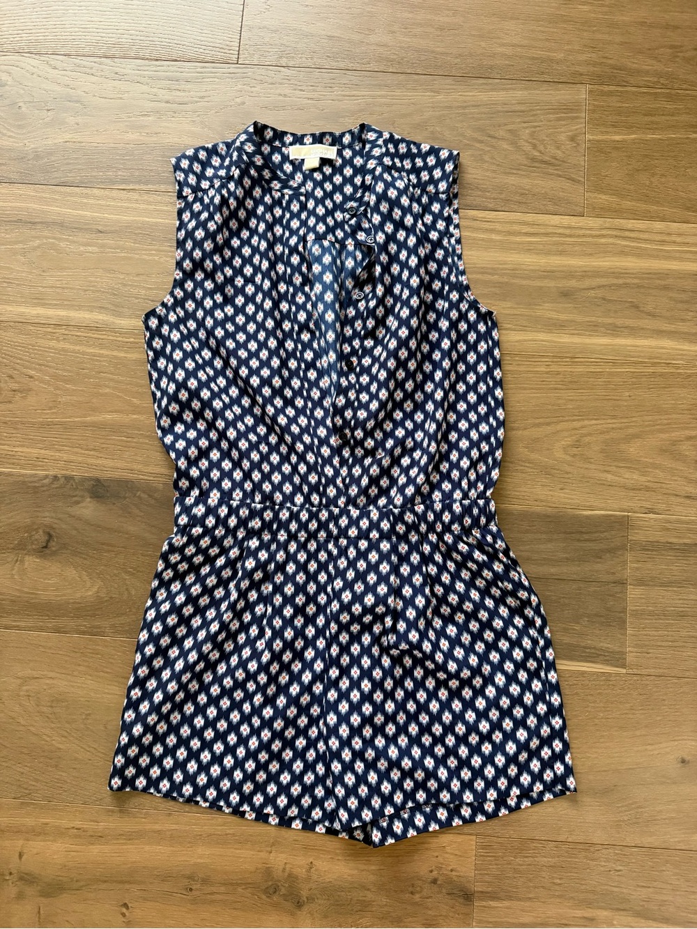 Michael Kors Navy Printed Sleeveless Romper